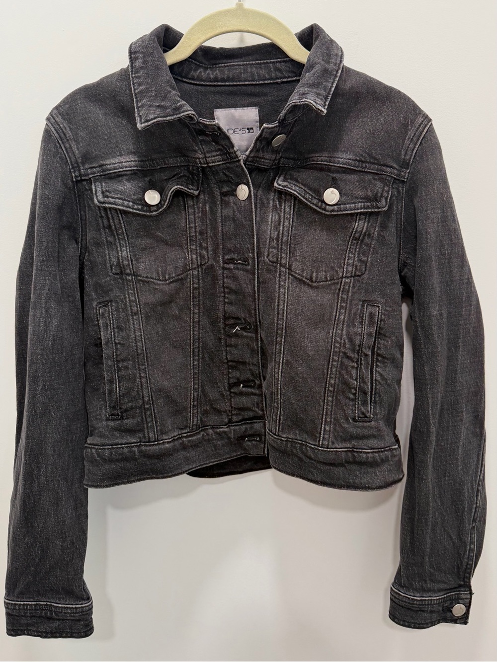 Joe's Jeans Washed Black Cropped Denim Trucker Jacket